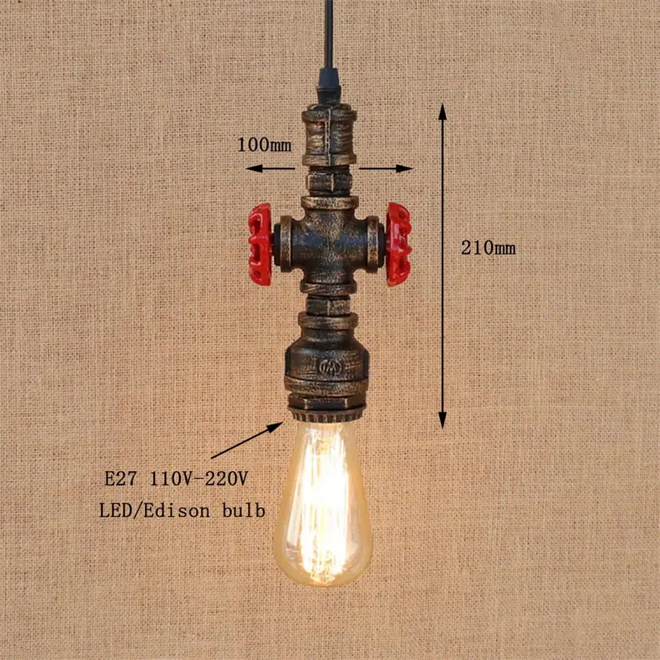 Ретро Лофт водопровод подвесной светильник Промышленный E27 коричневый Железный внутренний шнур светильник ing украшение дома для бара отеля офиса
