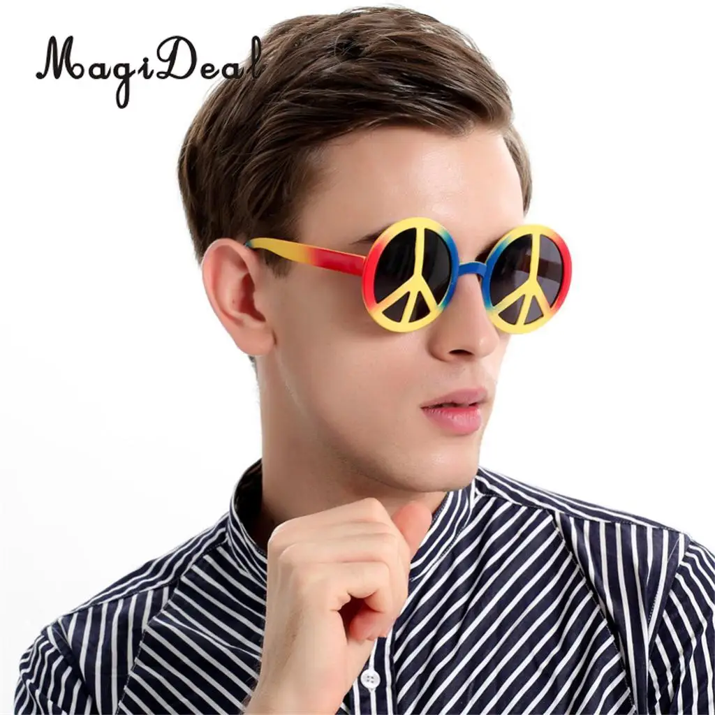 Fashion Rainbow World Peace Sign Sunglasses Costume Eye Glasses Adults Kids Party Photobooth Costume Eyewear