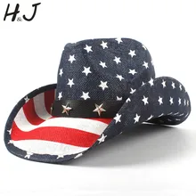 Мужская Ковбойская соломенная шляпа для папы Вестерн Sombrero Hombre шляпа с МЕХОВОЙ окантовкой с американским флагом США дропшиппинг