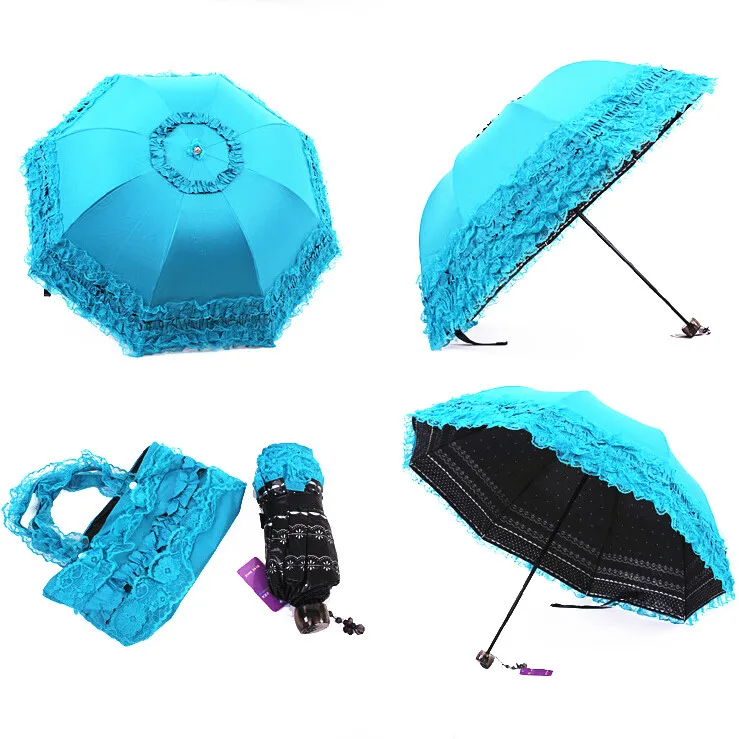 Korea Small Fresh Umbrellas Umbrella Rain Woman Folding Female Princess Sunscreen Lace Sun UV Protection Goddess|Зонтики| |