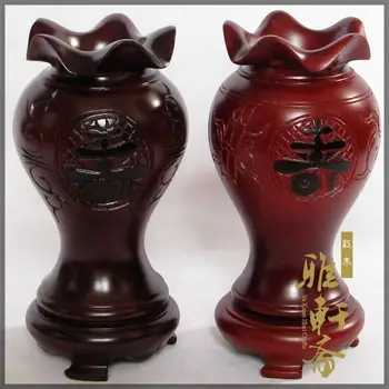 

High-end business gifts crafts mahogany antique wood Carving Vase Home Furnishing feng shui ornaments