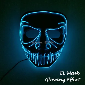 

Halloween Face Mask EL Wire Lighting Mask 10 Colors Choice Concert Party Scary Theme Cosplay Series Masks by Steady on Inverter