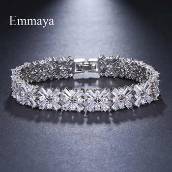 Emmaya Luxury Bracelet Crystal Bracelets For Women Charm Silver Bracelets & Bangles Female Bridal Wedding Jewelry