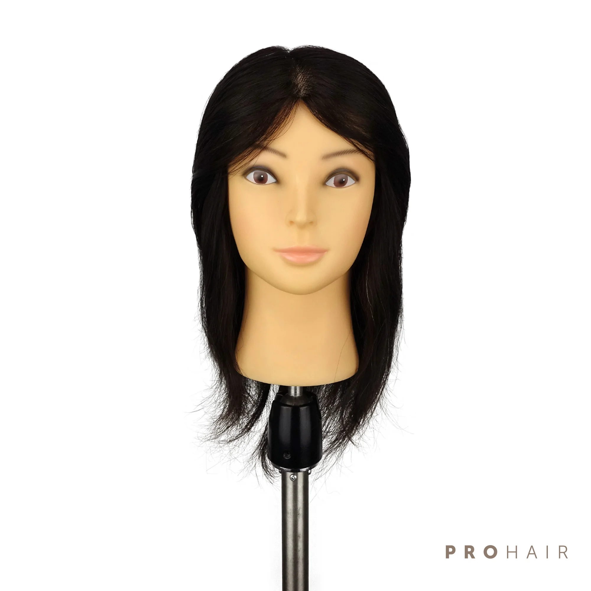 

PROHAIR 35CM 14'' 100% Human Hair Black Training Head Salon Female Mannequin Head Hairdressing Practice Training Doll Head