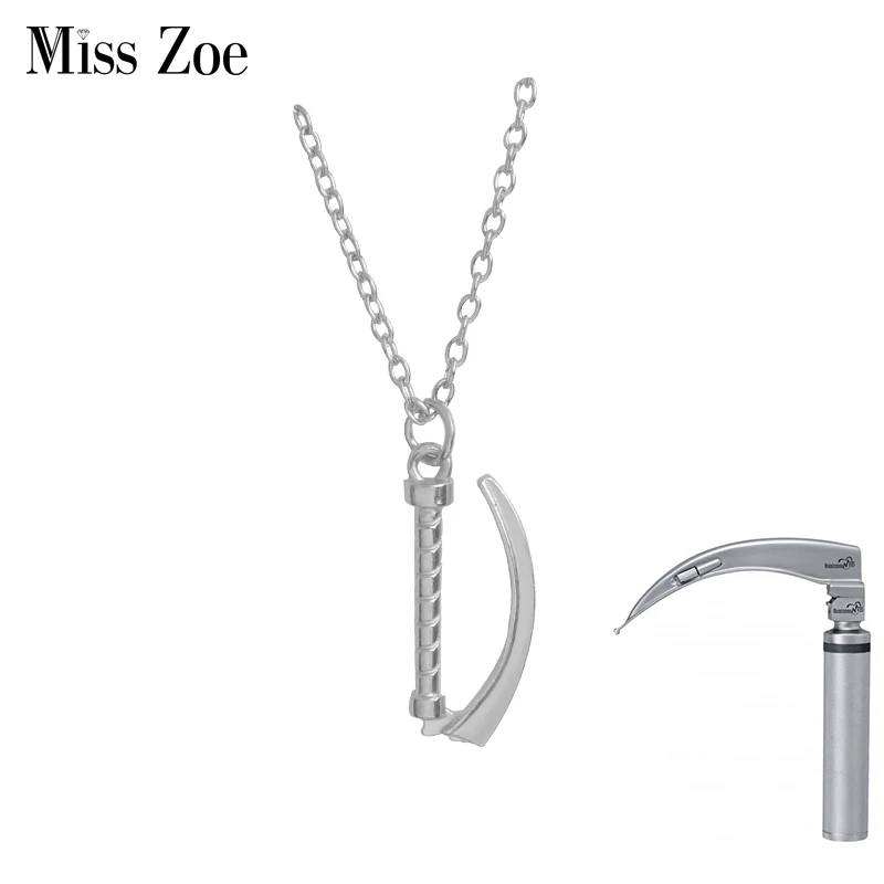 

Laryngoscope pendant necklace Gold Silver Chemistry pin for Emergency Doctor Nurse Science Medical Student Graduation gift