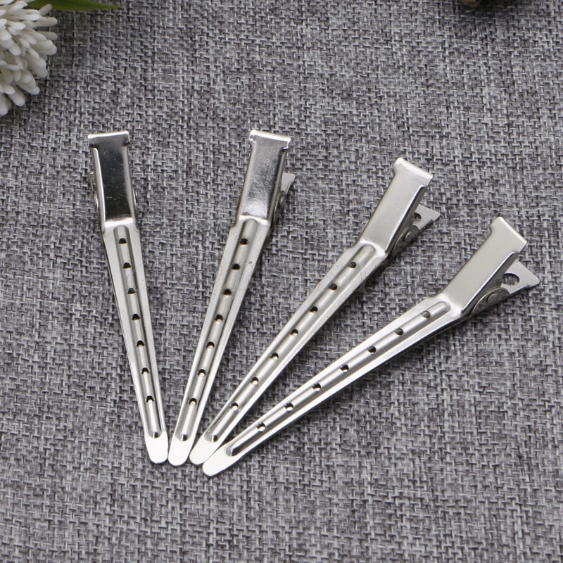10pcs Hair Clips Stainless Steel Hairdressing Duck Bill Alligator Clips