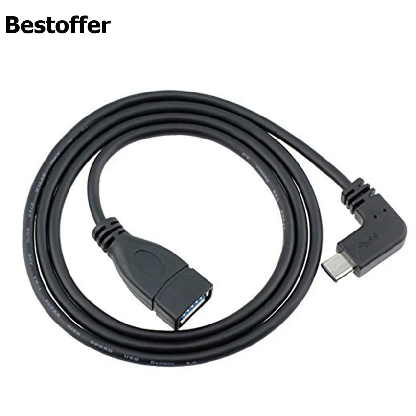 1 Meter USB 3 1 Type C Angled Male to USB 3 0 Type A Female