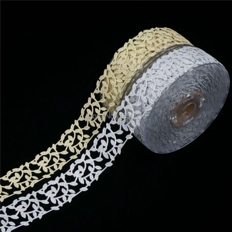 15 Meters Leaf Lace Ribbons Trim Embroidery 30mm Sewing On Appliques