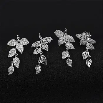 

Japanese And Korean Style Inlaid Zircon Leaf Ornaments Wedding Bridal Party Jewelry Dress Up Fashion Trend Wild Necklace