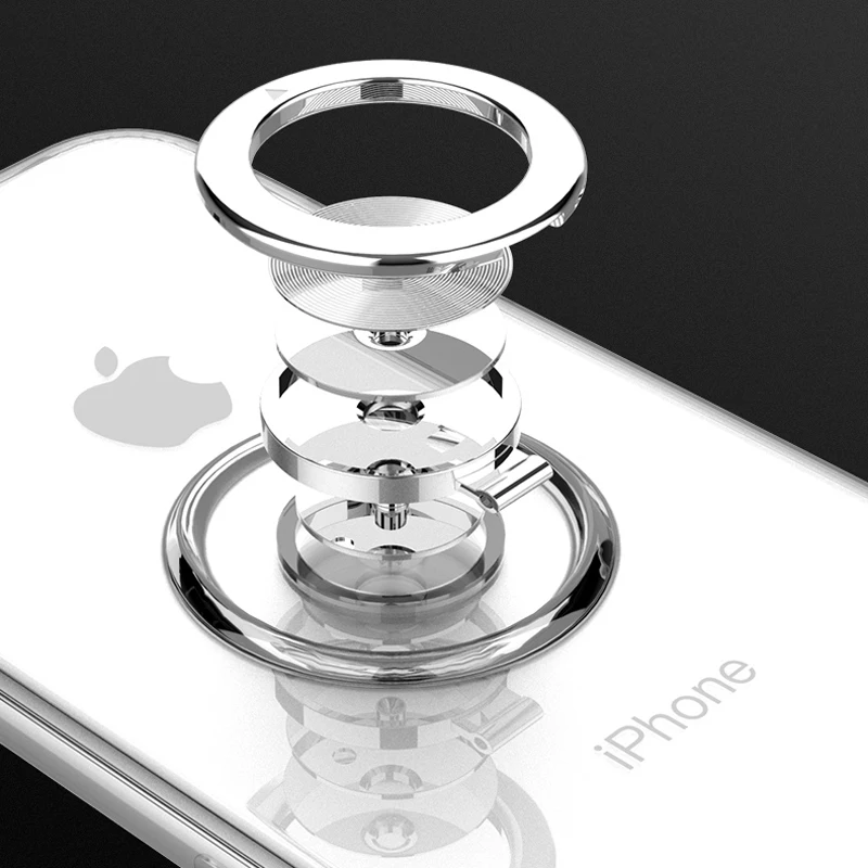 ل فون X حالة غطاء الفاخرة شفافة لينة سيليكون TPU حماية حلقة المغناطيسية سفور فون XR XS ماكس 6 6 S 7 8 زائد حالات