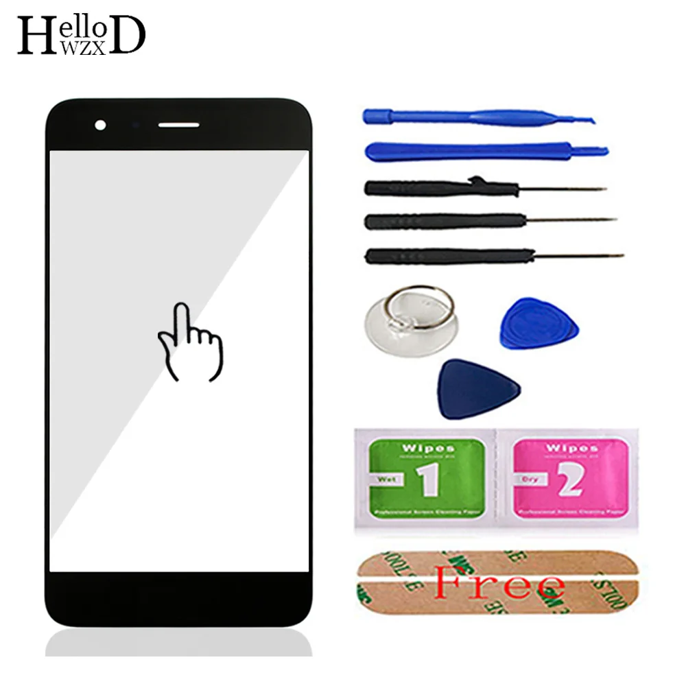 Black With Tools 5," переднее внешнее стекло для huawei Honor V9 V 9(без сенсорного экрана стеклянная панель дигитайзера) Переднее стекло объектив сенсор Инструменты+ клей - Цвет: Black With Tools