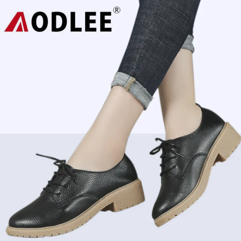 

AODLEE Women Oxfords Flats Platform Shoes Patent Leather Shoes Woman Lace up pointed Creeper Brogue Loafers Women Ladies Shoes