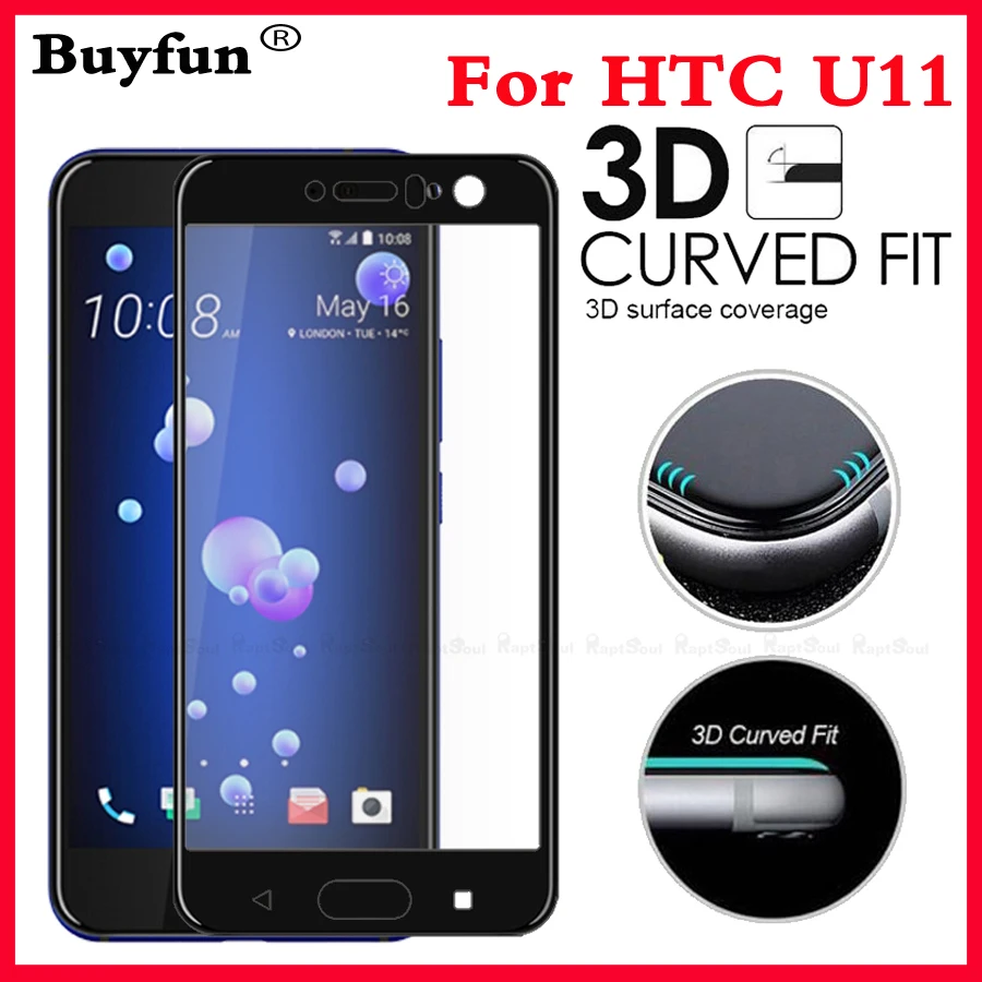 

Anti-Explosion 9H 3D Curved Full Cover Tempered Glass On For HTC U11 Screen Protector for HTC U 11 U11 3D Glas Cover Case Film