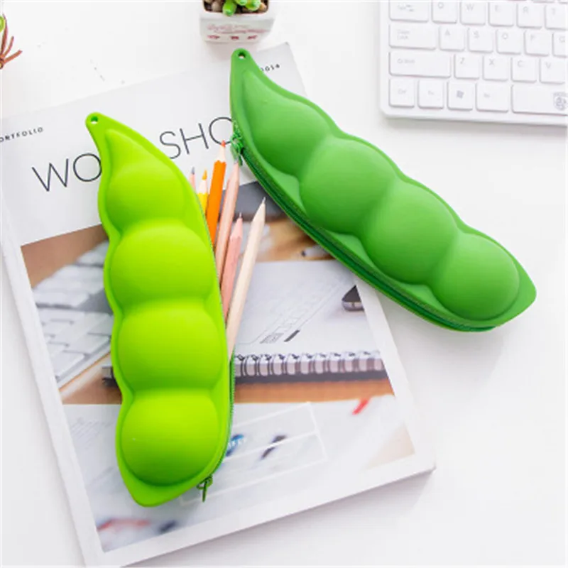 

1pc Fashion Silicone School Pencil Case Pen Pouch For Girl Kids Gift Stationery Estuches Vegetable Shape Storage Bag Novelty Pea