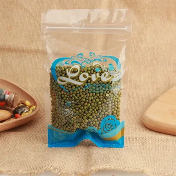 

100pcs Blue Golden Flower Transparent Ziplock Bag Snack Candy Flower Tea Dried Fruit Food Packaging Sealed Bags