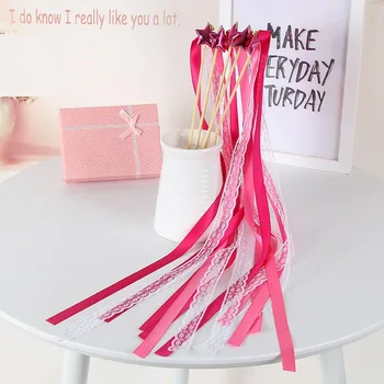 

Romantic Decoration Ribbon Wish Wands With Bells Party Fairy Stick Props Cheering Item birthday
