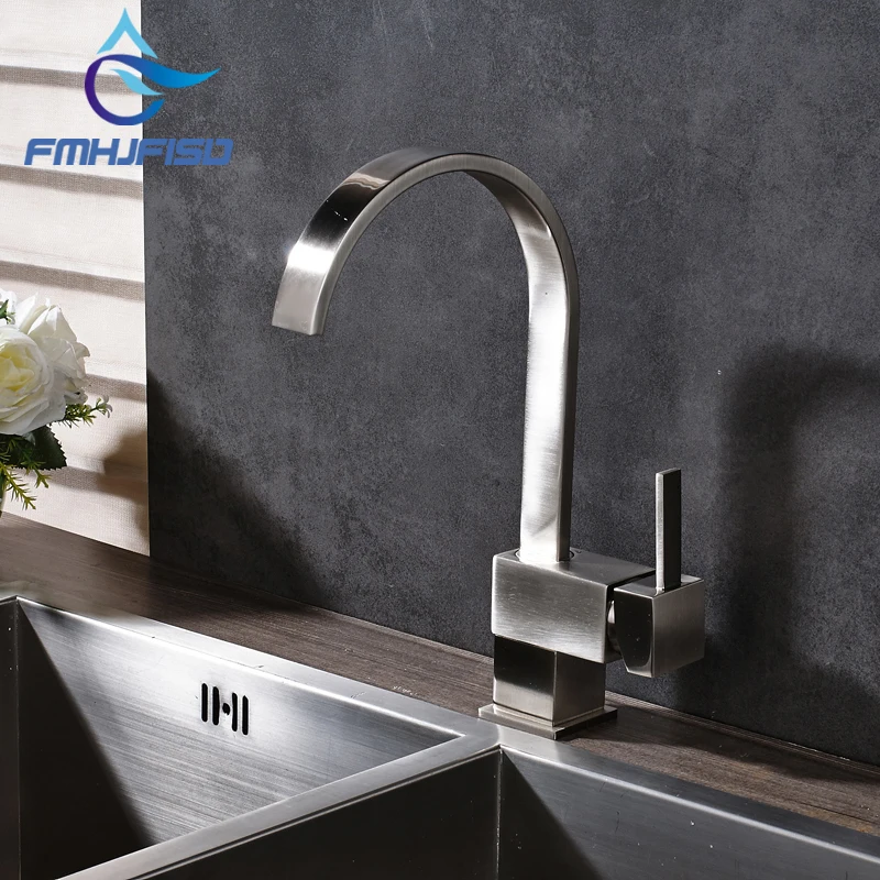 

Brushed Nickel Kitchen Mixer Faucet with Single Handle Single Hole Deck Mounted