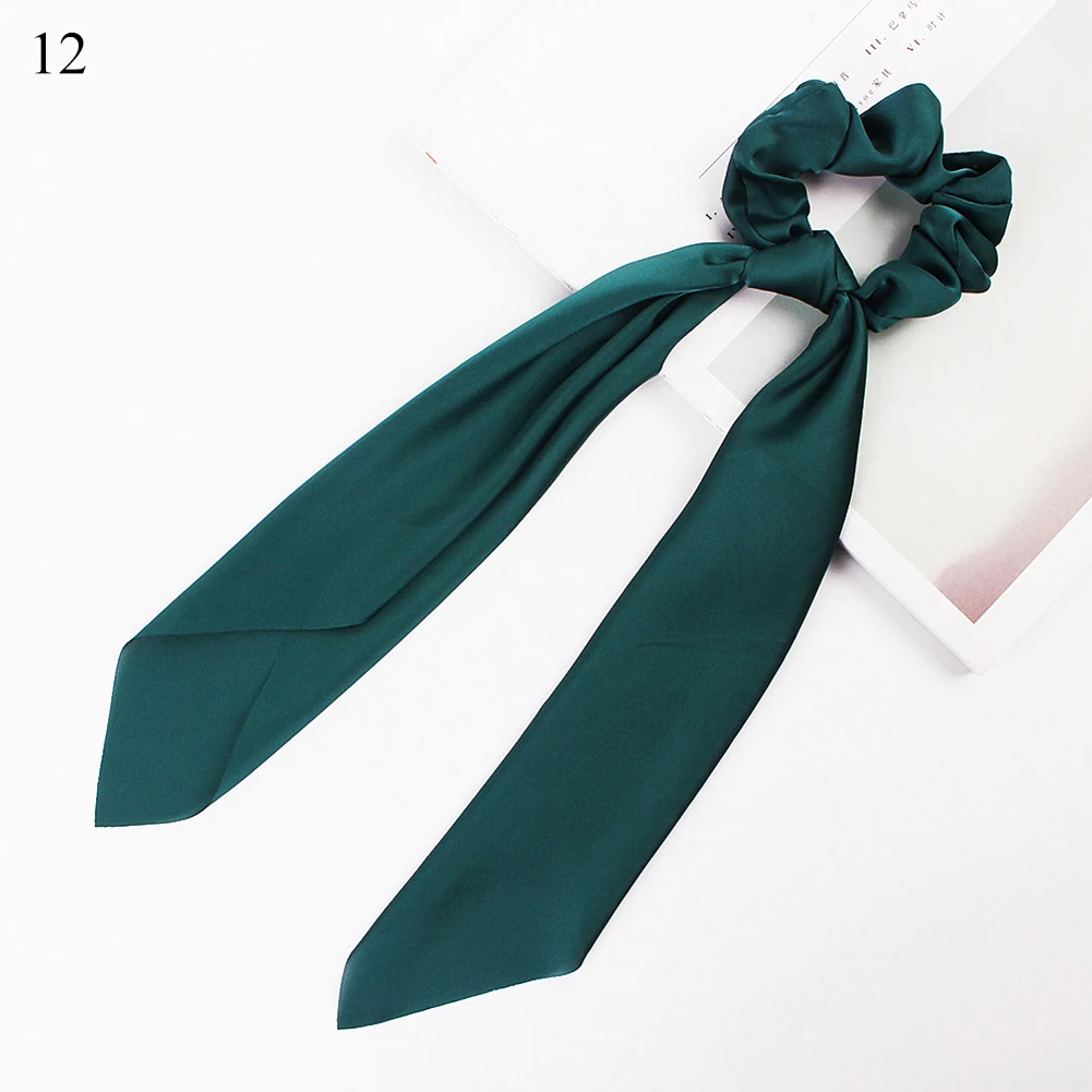 12 Ponytail scrunchie hair ties Scarf Elastic Hair Rope for Women Hair Bow Ties Scrunchies Hair Bands Flower Print Ribbon Hairbands - Цвет: 12