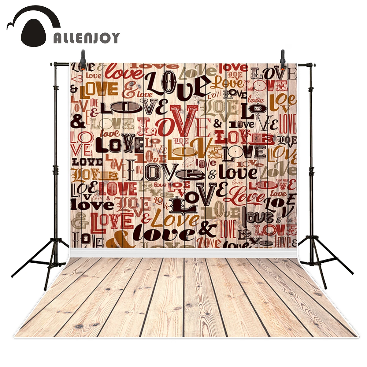 

Allenjoy backdrop for photographic studio Modern Different kinds LOVE wood board background Romantic Valentine's Day photocall