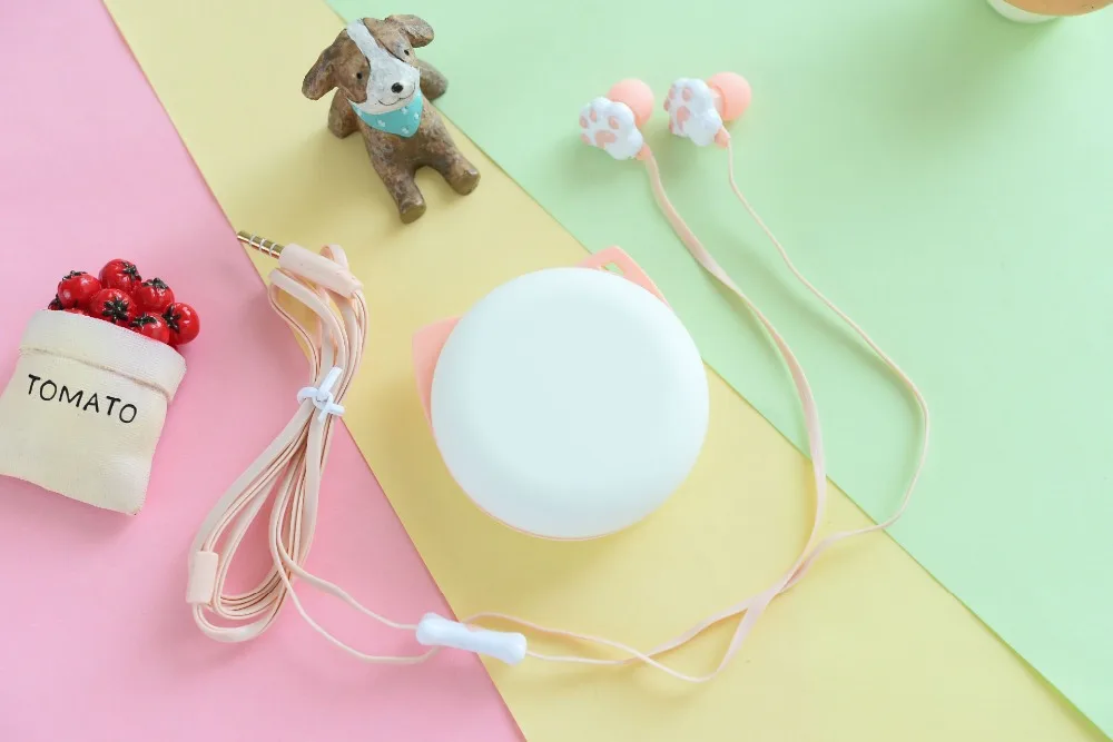 Chiclits 3.5mm in-ear Earphone Cartoon Cat Paw Headphone With Microphone Pack Boxes  for iPhone Samsung Android (5)