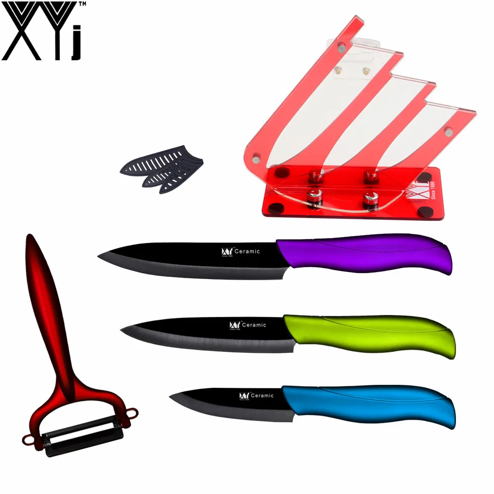 Eco Friendly Ceramic Knives 3" 4" 5" Paring Utility Slicing Sharp Kitchen Knives Red Peeler