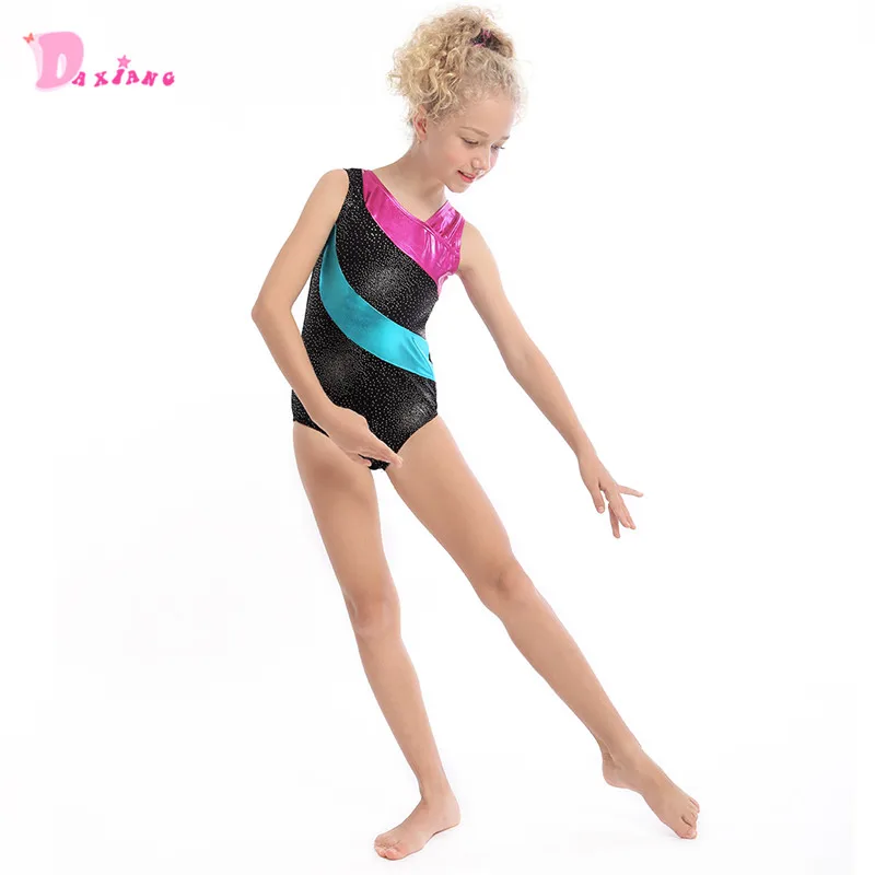 Балетное гимнастическое балетное трико танцевальная одежда платье для маленьких девочек танцевальный костюм без рукавов позолоченный танцевальный купальник профессиональные костюмы