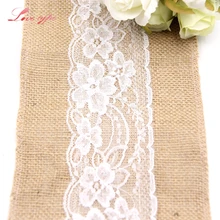 240CM 15CM DIY Ornaments Jute Burlap Rolls Hessian Ribbon Lace Vintage Burlap Home Garden Table Decor