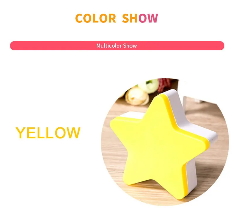 LED Star Night Light EUUS Plug Smart Light Sensor Wall Night Lamp For Baby Room Kids Bedroom Home Decoration Energy Saving 110-220V (2)