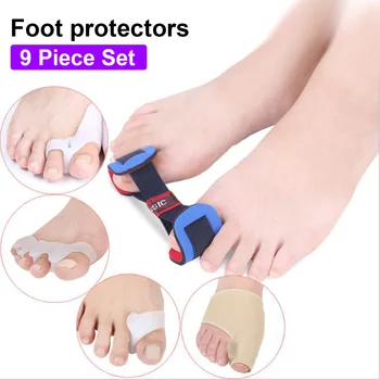 

9 Pcs Set Hallux Valgus Toe Separator Bunion Corrector Orthotics Feet Bone Thumb Adjuster Correction Pedicure Sock Straightener