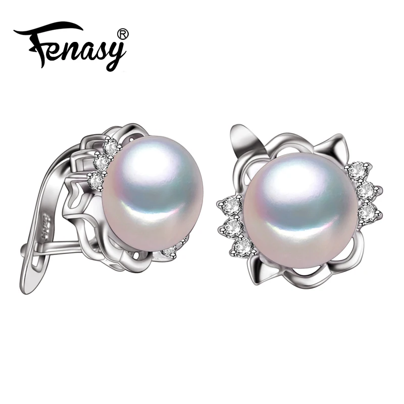 FENASY květiny Pearl náušnice, Pearl s náušnicí 925, stříbro Náušnice, módní Náušnice perlové šperky pro ženy