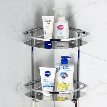 

AUSWIND Silver Polished 304 Stainless Steel Bathroom Shelves Double Layer Rack Modern Wall Mount Bathroom Accessories Uv10