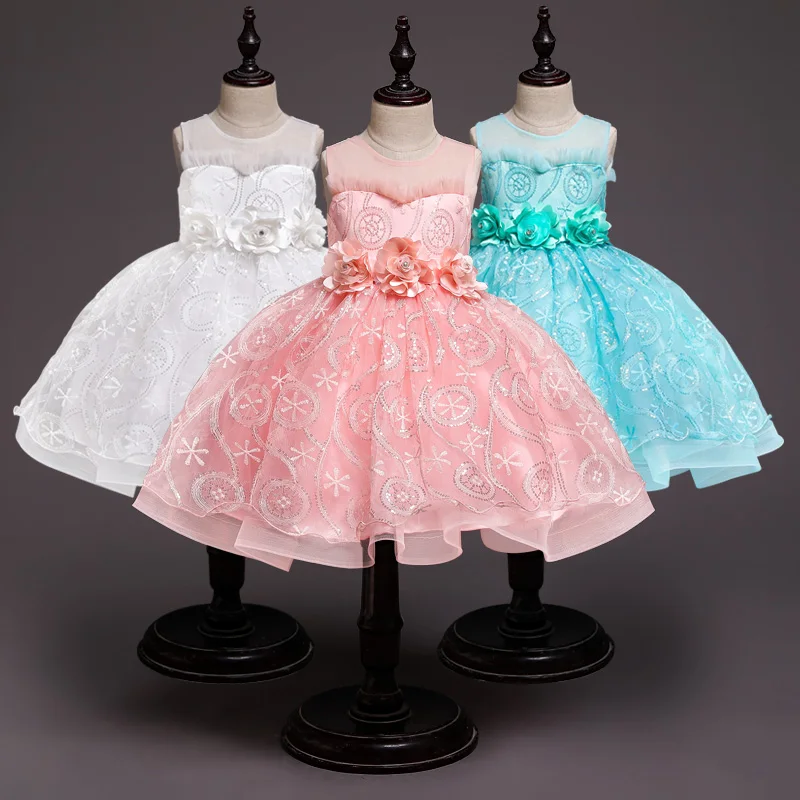 

Flower Girl Dress For Wedding Elegent Baby Girl Birthday Outfits Children Girls First Communion Dresses Girl Kids Party Custumes