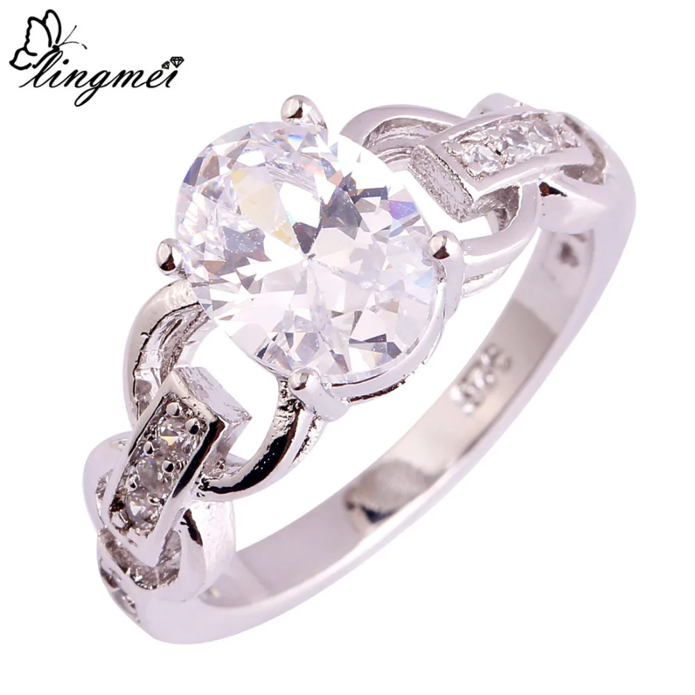 lingmei Wholesale Fashion Popular White Cubic Zircon Silver Color Ring Size 6-10 11 Women Men Wedding Jewelry Drop Shipping | Украшения и