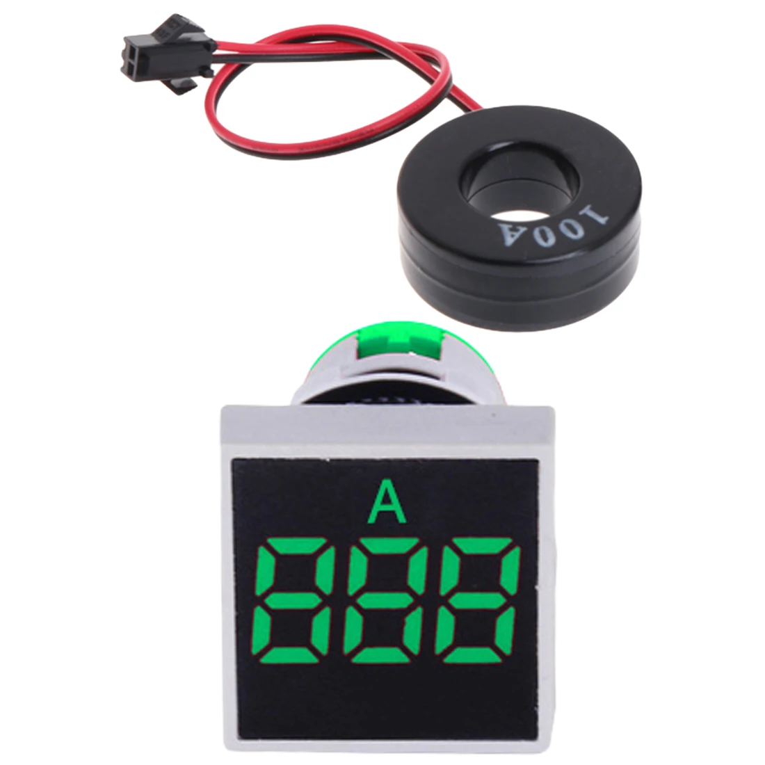 

Digital Ammeter Current Meter Indicator LED Lamp Square Signal Light 22MM 0-100A