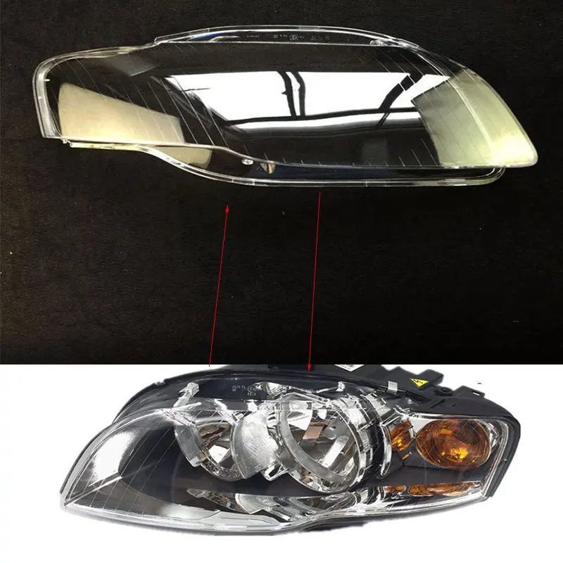 2 pcs For audi A4 B7 2006 2007 Front headlights headlights glass mask font b lamp