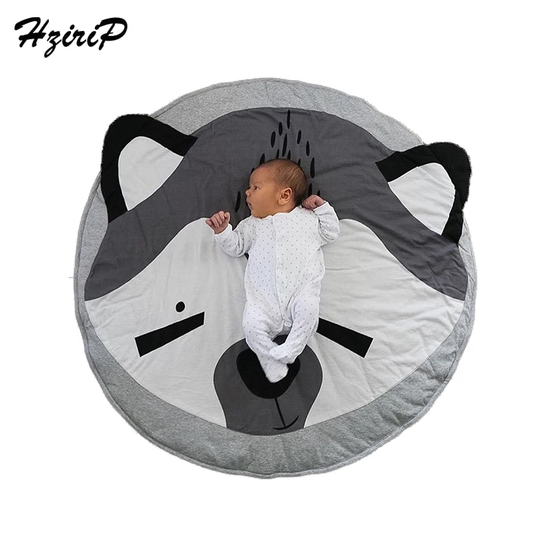

HziriP Newest Infant Newborn Play Game Mats Round Carpet Rugs Mat Cartoon Animal Cotton Crawling Carpet Gym Activity Kids Gifts