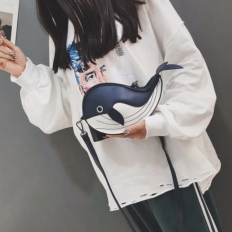 لطيف الحوت تصميم بو الجلود الأزياء الإناث رفرف الفاصل الكتف حقيبة Crossbody البسيطة رسول حقيبة للنساء بولسا انخفاض الشحن