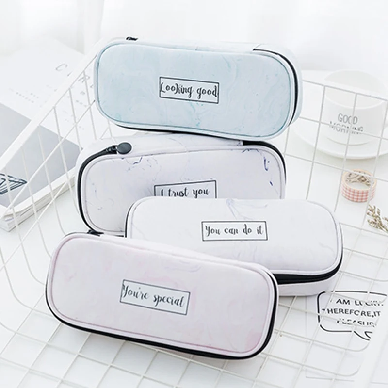 

Large Capacity Waterproof Marble Pattern PU Leather Pencil Cases Stationery Pencilcase Kawaii Pen Bag For Girls Boys Gift
