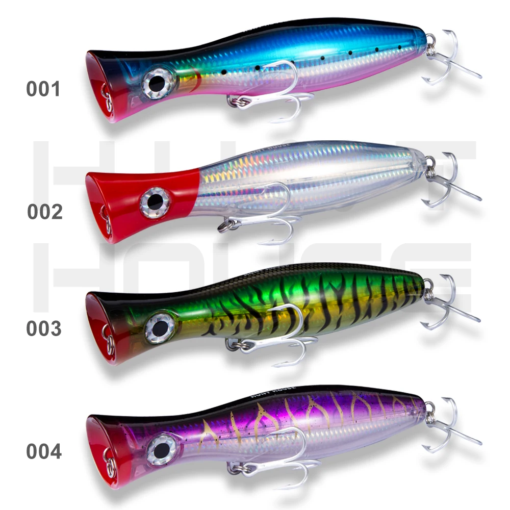 Hunthouse sea fishing lure gt popper tuna lure saltwater sea fishing hard bait topwater 200/160/120mm 150/83/43g mustad hooks