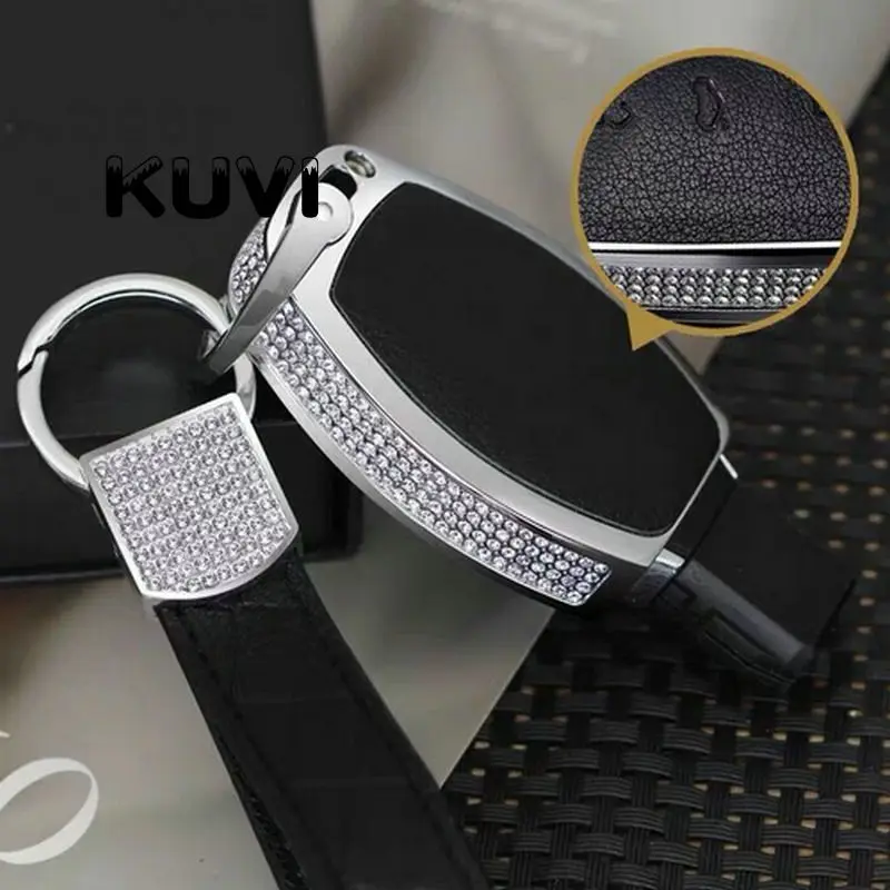 

Diamond Zinc Alloy Leather Car Key Bag Case Cover Key Holder For Mercedes Benz W203 W210 W211 W124 W202 W204 AMG Accessories
