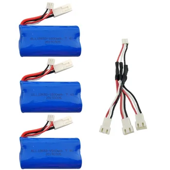 

3PCS 7.4V 1500mah lithium battery with 1 to 3 conversion line for feilun FT009 remote control boat high speed boat battery