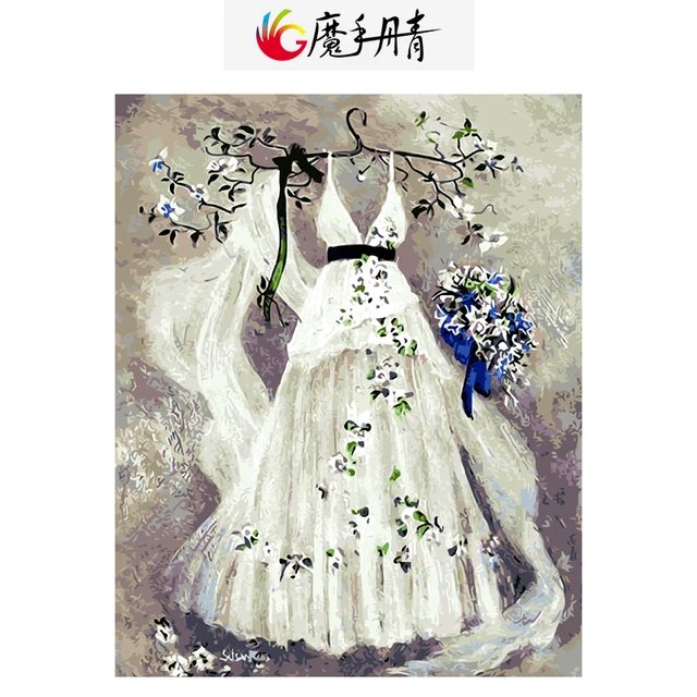 vestido de novia carteles lienzo pintado a mano pintura al Óleo de