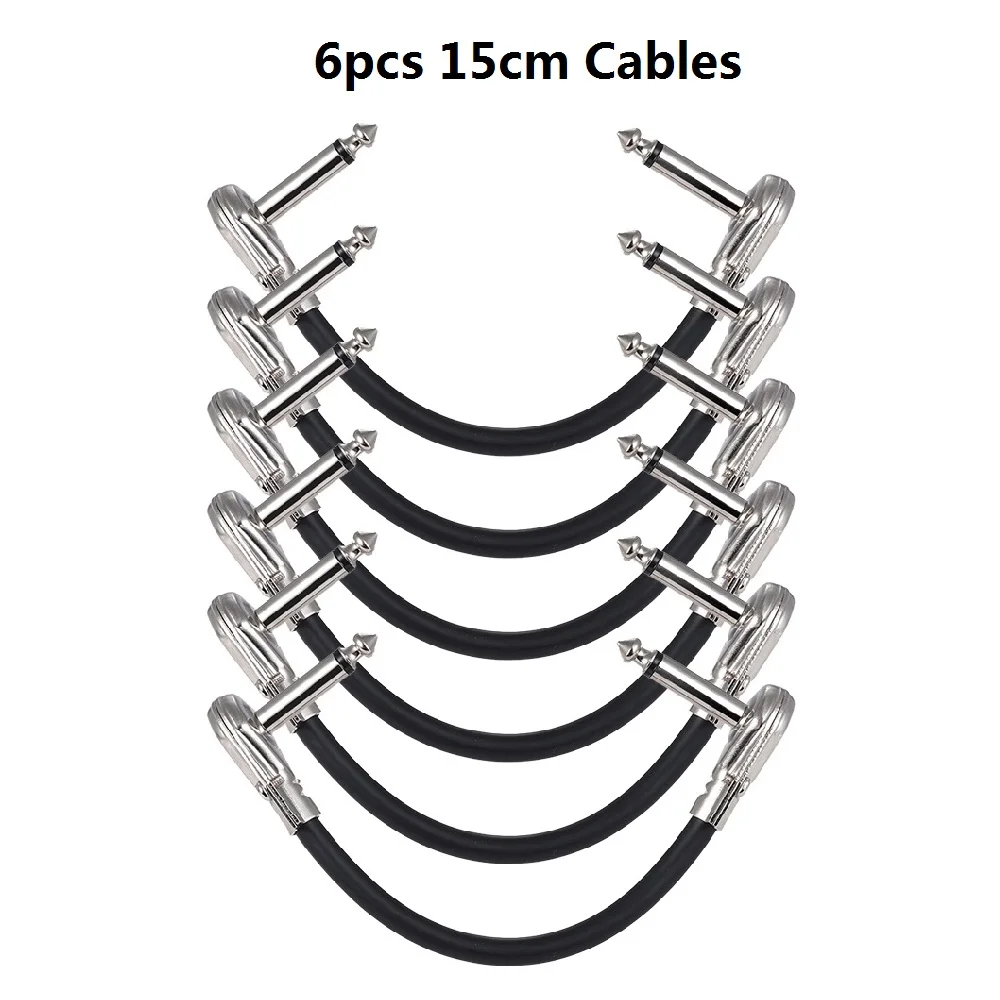 Ammoon 15 см/30 см гитарный кабель гитарная педаль эффектов инструмент патч-кабель 1/" Серебряный Прямоугольный штекер 3-Pack/6-Pack - Цвет: 6psc 15cm