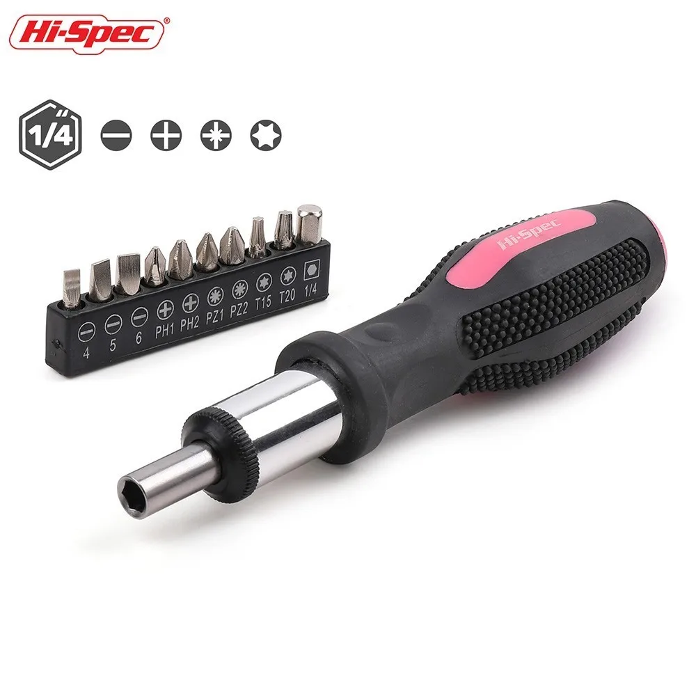 Hi-Spec, 11 шт., розовая трещотка, отвертка, Набор бит, шлицевая Phillips Torx cr-v, стальная трещотка, отвертка, набор инструментов розового цвета