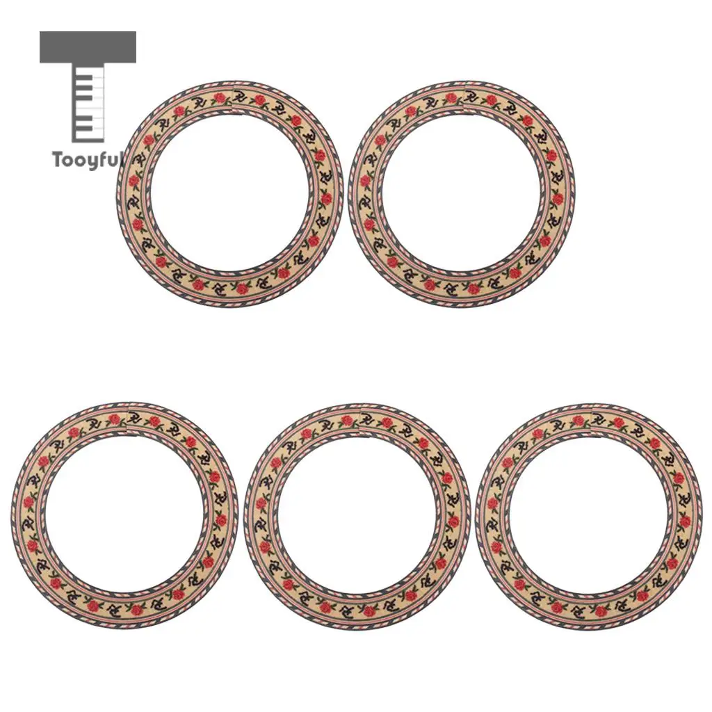 Tooyful 5pcs Guitar Rosette Inlaid Soundhole Rosewood Maple Luthier Tool Decor DIY for Acoustic Classical Guitar Parts