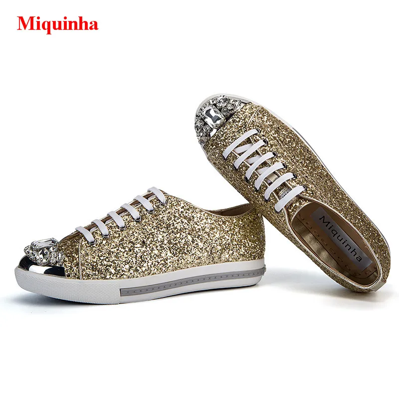 Casual as Marque As Cap Chaussures À Cristal De Up Derby Métal Or Dentelle Appartements Luxe Pic Pic toe Miquinha Paillettes Femmes Bling Glitter zqwHS1