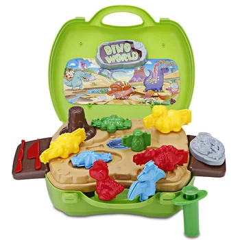 

Suitcase Toy Kids Play Dough - Dinosaur Shape Modeling Clay With Portable Case