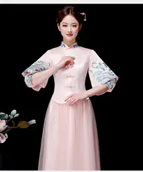 Невесты в китайском стиле Cheongsam розовые свадебные Qipao Винтаж восточный, Азиатский красоты платье длинное вечернее платье Для женщин S-XXL