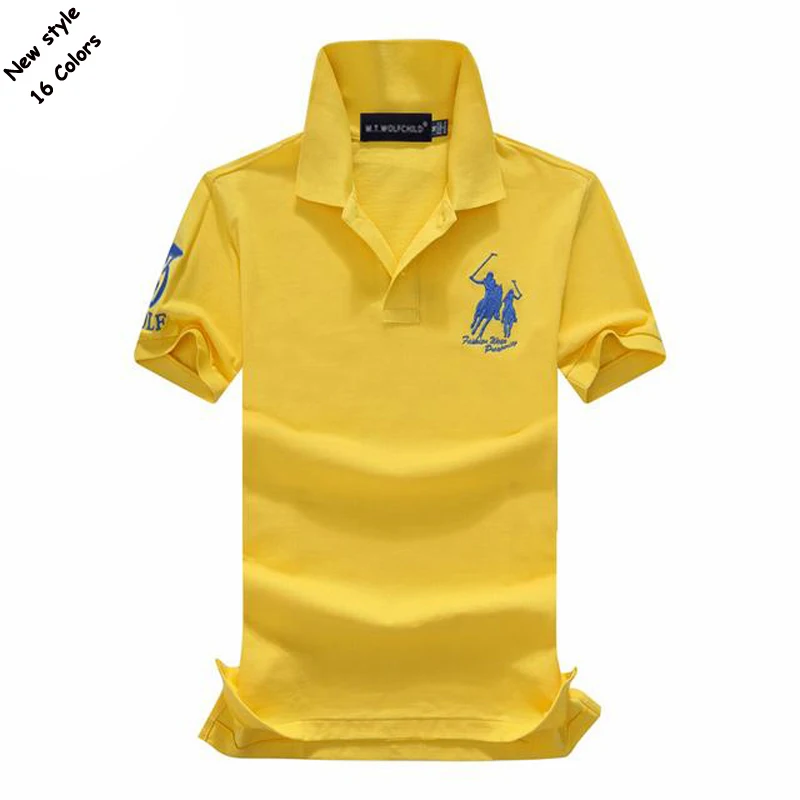 Top quality 2018 Fashion Summer mens short sleeve polos shirts cotton solid color horse mens lapel polos casual slim mens tops