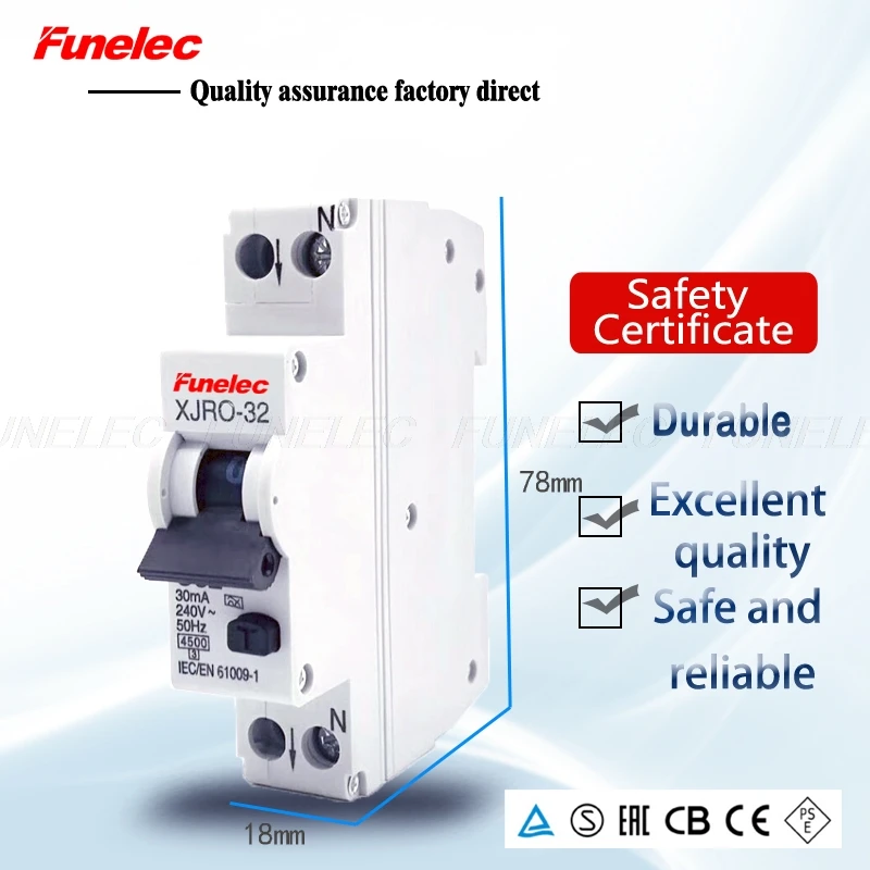 

RCCB 1P+N 32A 10mA Electromagnetic residual leakage circuit breaker switch RCBO
